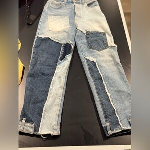 Women’s Patchwork Jeans - Blue and Gray